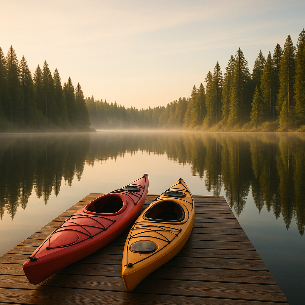 Dock with kayaks on Benson Lake